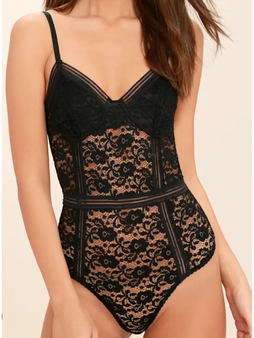 CHARLOTTE RUSSE black lace bodysuit sz M